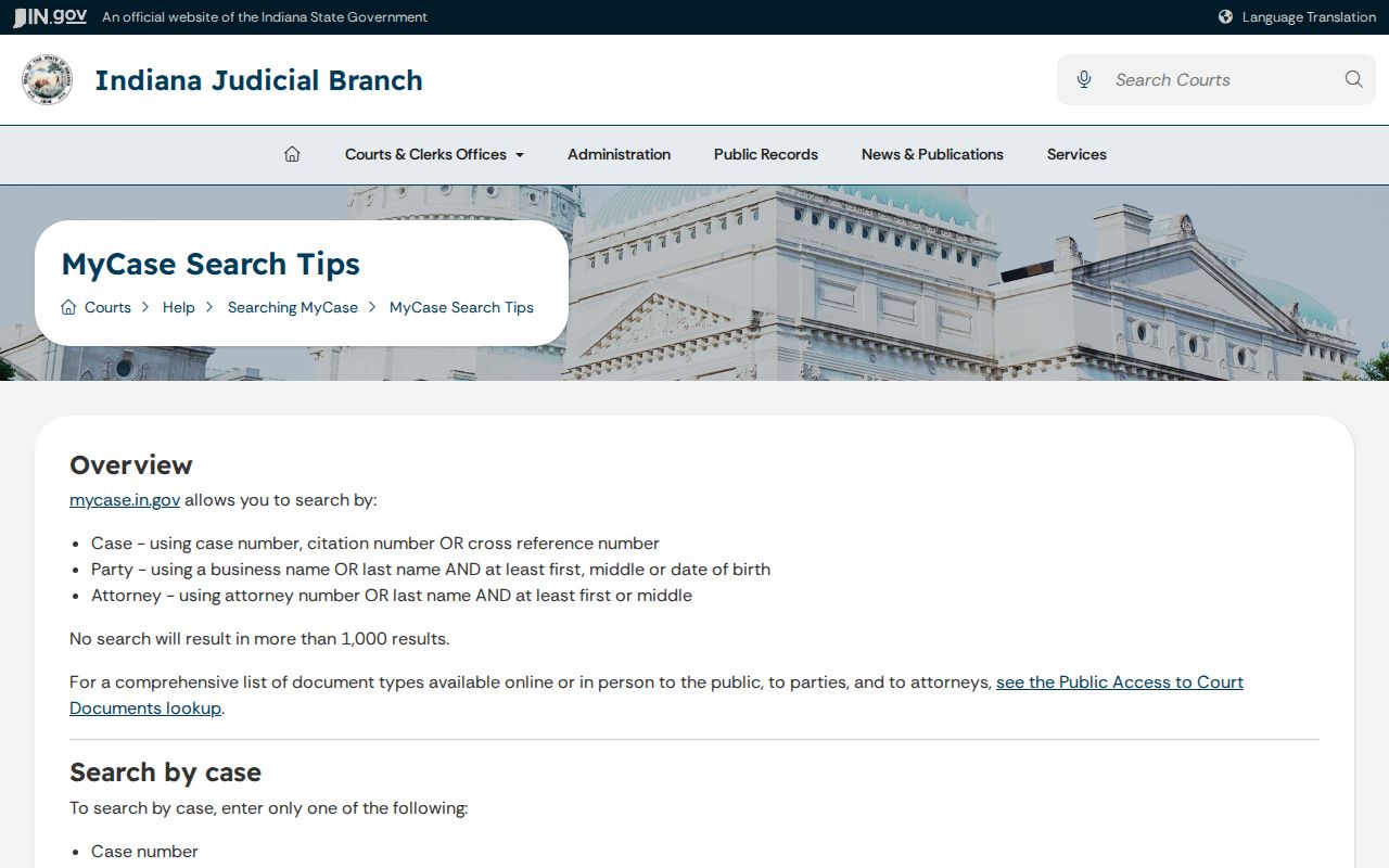 Indiana MyCase search for Blackford County crime news dispositions
