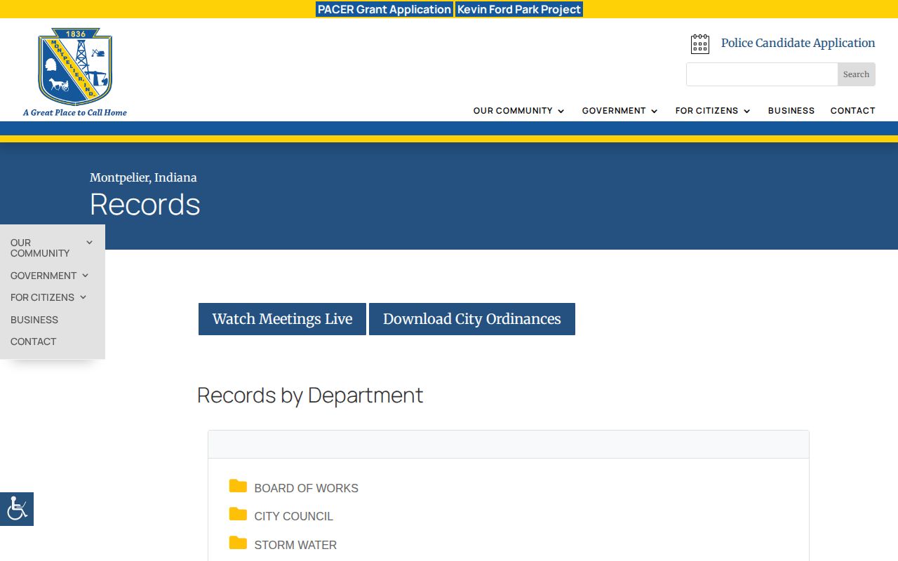 Montpelier city police records repository